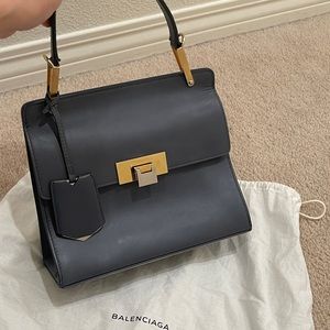 Balenciaga Grey Smooth Calfskin Leather Le Dix S Shoulder Bag